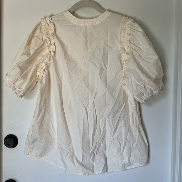 SUNDAYS manuella shirt ivory puff sleeve button down boho medium - Picture 6 of 6